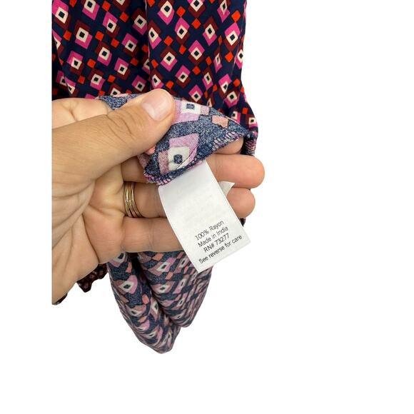 Croft And Barrow Geometric Pattern Pink Midi Dress Womens Plus Size 2XL - Picture 4 of 6